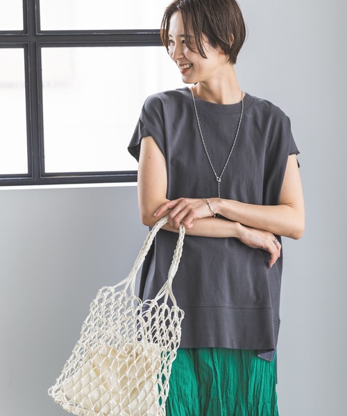 LEPSIM(レプシィム)の「ヴィンテージライクフレンチスリーブチュニック 198467(Tシャツ/カットソー・レディース・オフホワイト/チャコールグレー/ブルー・FREE)」の2枚目の写真
