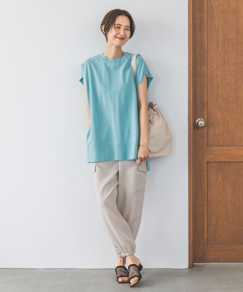 LEPSIM(レプシィム)の「ヴィンテージライクフレンチスリーブチュニック 198467(Tシャツ/カットソー・レディース・オフホワイト/チャコールグレー/ブルー・FREE)」の4枚目の写真