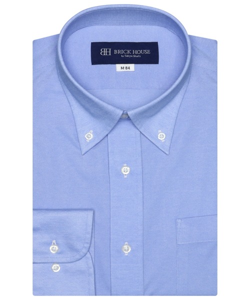 TOKYO SHIRTS(トウキョウシャツ)の「形態安定ノーアイロン ボタンダウン 長袖ビジネスニットワイシャツ(ビジネスシャツ・メンズ・ブルー・首回り39cm-裄丈84cm/首回り43cm-裄丈86cm/首回り39cm-裄丈80cm/首回り41cm-裄丈86cm/首回り43cm-裄丈82cm/首回り37cm-裄丈80cm/首回り41cm-裄丈82cm/首回り42cm-裄丈82cm/首回り37cm-裄丈84cm/首回り42cm-裄丈86cm)」の1枚目の写真