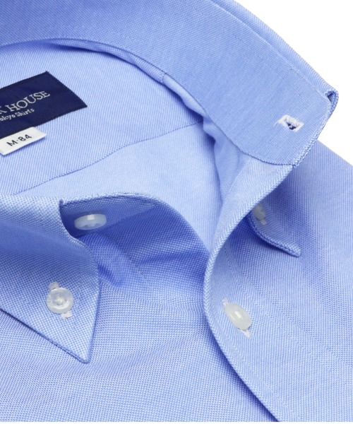 TOKYO SHIRTS(トウキョウシャツ)の「形態安定ノーアイロン ボタンダウン 長袖ビジネスニットワイシャツ(ビジネスシャツ・メンズ・ブルー・首回り39cm-裄丈84cm/首回り43cm-裄丈86cm/首回り39cm-裄丈80cm/首回り41cm-裄丈86cm/首回り43cm-裄丈82cm/首回り37cm-裄丈80cm/首回り41cm-裄丈82cm/首回り42cm-裄丈82cm/首回り37cm-裄丈84cm/首回り42cm-裄丈86cm)」の3枚目の写真