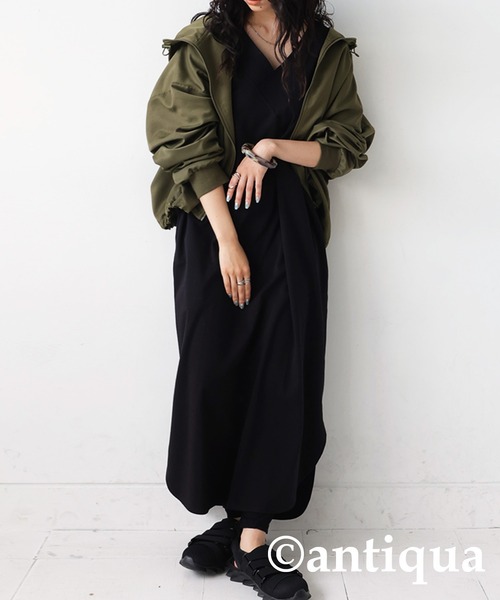 antiqua（アンティカ）の「UＶカット綿100%Ｖネックワンピース（ワンピース・レディース・ブラック・FREE）」の14枚目の写真