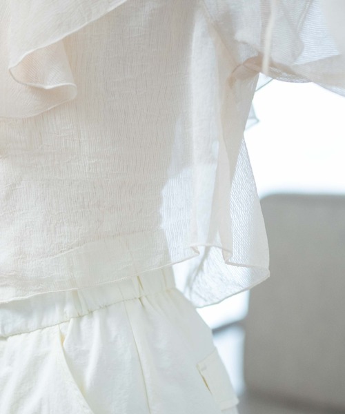 WEGO（ウィゴー）の「WEGO/2WAYドロストスリーブフリルブラウス（シャツ/ブラウス・レディース・アイボリー/ライトブラウン・FREE）」の7枚目の写真