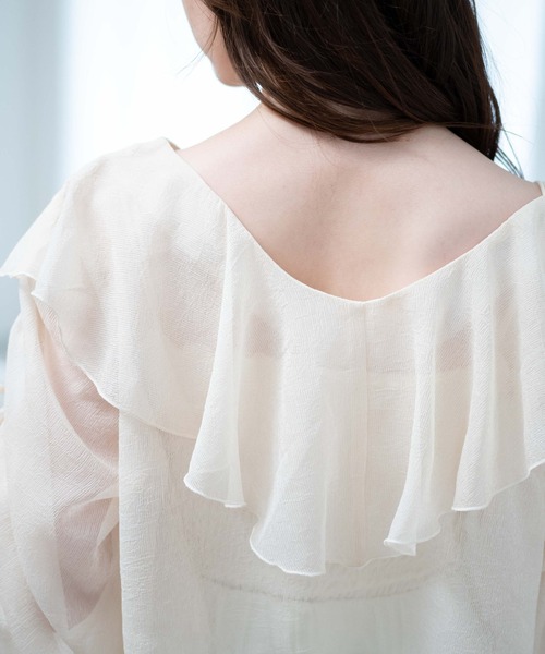 WEGO（ウィゴー）の「WEGO/2WAYドロストスリーブフリルブラウス（シャツ/ブラウス・レディース・アイボリー/ライトブラウン・FREE）」の8枚目の写真