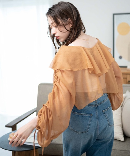 WEGO（ウィゴー）の「WEGO/2WAYドロストスリーブフリルブラウス（シャツ/ブラウス・レディース・アイボリー/ライトブラウン・FREE）」の19枚目の写真