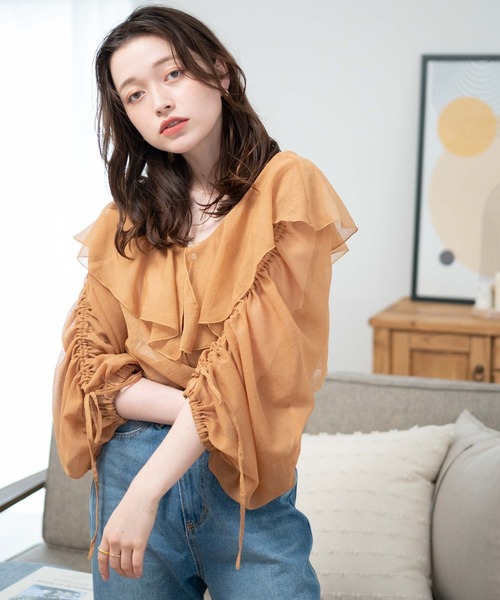 WEGO（ウィゴー）の「WEGO/2WAYドロストスリーブフリルブラウス（シャツ/ブラウス・レディース・アイボリー/ライトブラウン・FREE）」の16枚目の写真