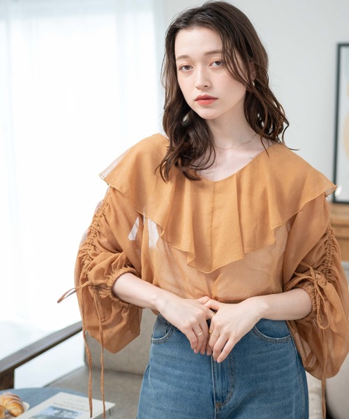 WEGO（ウィゴー）の「WEGO/2WAYドロストスリーブフリルブラウス（シャツ/ブラウス・レディース・アイボリー/ライトブラウン・FREE）」の20枚目の写真