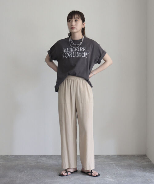 fredy emue（フレディエミュ）の「シルキーリネンブレンドセミワイドパンツ（その他パンツ・レディース・カーキ/ブラック/ベージュ・36/34/38）」の9枚目の写真