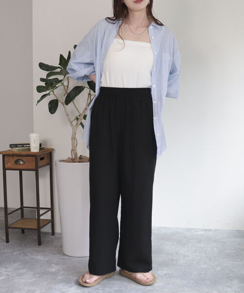 fredy emue（フレディエミュ）の「シルキーリネンブレンドセミワイドパンツ（その他パンツ・レディース・カーキ/ブラック/ベージュ・36/34/38）」の16枚目の写真