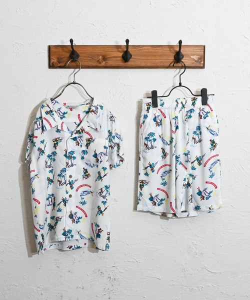 Anytime Songs(エニータイムソングス)の「アロハ セットアップ(シャツ/ブラウス・キッズ・ネイビー/ホワイト系その他3/ブラック系その他2/ネイビー系/ホワイト系その他5/ホワイト系その他2/ブラック系その他/オフホワイト/ブラック系その他3/ブラック/ホワイト系その他/ホワイト系その他4・160/150/140)」の4枚目の写真