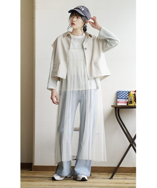 e-zakkamania stores（イーザッカマニアストアーズ）の「デニム フレアパンツ（デニムパンツ・レディース・ネイビー/ライトブルー・M/L）」の7枚目の写真