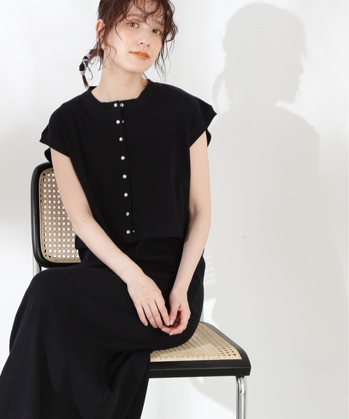 N.(N. Natural Beauty Basic)(エヌエヌナチュラルビューティーベーシック)の「◆ベスト×ワンピースカットソーセット(ワンピース・レディース・ブラック/ブラウン/ブルー・MEDIUM)」の1枚目の写真