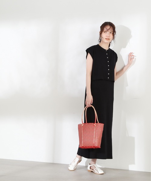 N.(N. Natural Beauty Basic)(エヌエヌナチュラルビューティーベーシック)の「◆ベスト×ワンピースカットソーセット(ワンピース・レディース・ブラック/ブラウン/ブルー・MEDIUM)」の4枚目の写真