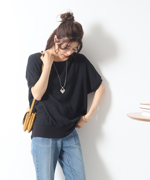 DRESKIP(ドレスキップ)の「◆ゆるっと楽ちん しぼしぼドルマンブラウス(シャツ/ブラウス・レディース・ピンク系/ナチュラル/オフホワイト/ブルー/イエロー/ブラック・00)」の3枚目の写真