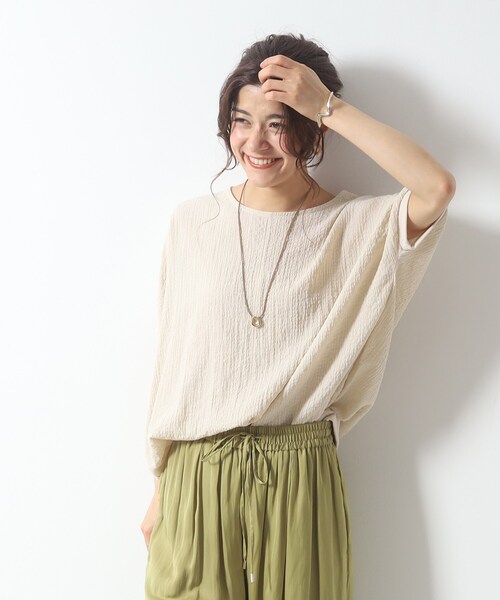 DRESKIP(ドレスキップ)の「◆ゆるっと楽ちん しぼしぼドルマンブラウス(シャツ/ブラウス・レディース・ピンク系/ナチュラル/オフホワイト/ブルー/イエロー/ブラック・00)」の7枚目の写真