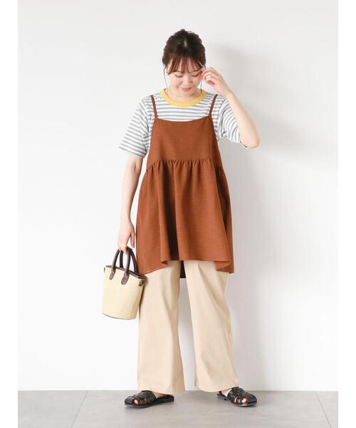 ehka sopo(エヘカソポ)の「ボーダーリンガーTシャツ(Tシャツ/カットソー・レディース・オフホワイト/ピンク/ブルー/モカ・F)」の6枚目の写真