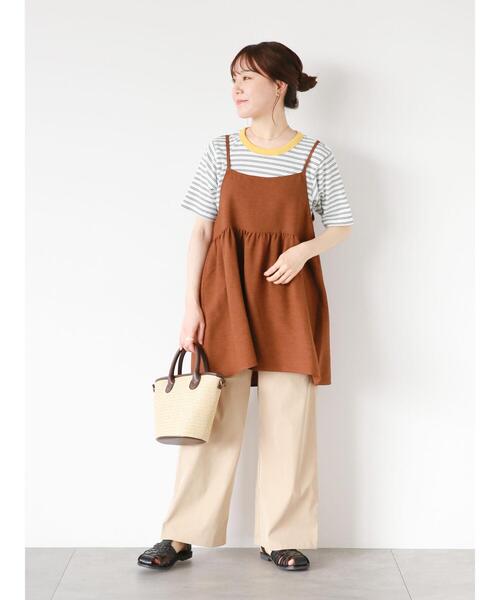 ehka sopo(エヘカソポ)の「ボーダーリンガーTシャツ(Tシャツ/カットソー・レディース・オフホワイト/ピンク/ブルー/モカ・F)」の7枚目の写真