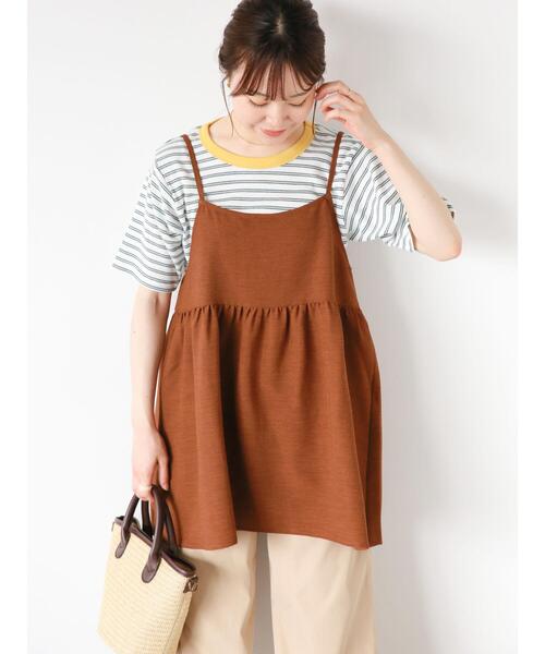 ehka sopo(エヘカソポ)の「ボーダーリンガーTシャツ(Tシャツ/カットソー・レディース・オフホワイト/ピンク/ブルー/モカ・F)」の10枚目の写真