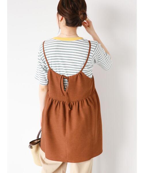 ehka sopo(エヘカソポ)の「ボーダーリンガーTシャツ(Tシャツ/カットソー・レディース・オフホワイト/ピンク/ブルー/モカ・F)」の13枚目の写真