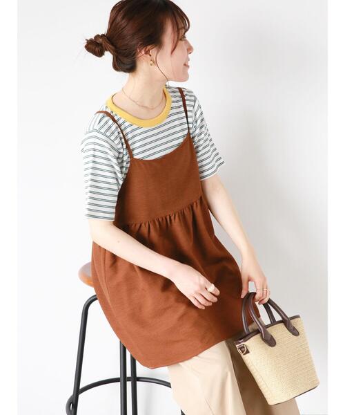 ehka sopo(エヘカソポ)の「ボーダーリンガーTシャツ(Tシャツ/カットソー・レディース・オフホワイト/ピンク/ブルー/モカ・F)」の15枚目の写真