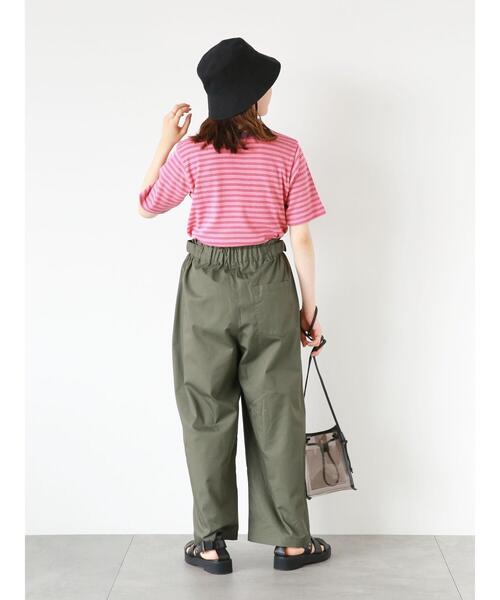 ehka sopo(エヘカソポ)の「ボーダーリンガーTシャツ(Tシャツ/カットソー・レディース・オフホワイト/ピンク/ブルー/モカ・F)」の22枚目の写真