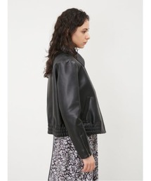 【美品】Mila Owen フェイクレザー　アノラックジャケット 大きめブラウン 美品】Mila Owen フェイクレザー アノラックジャケット 大きめ