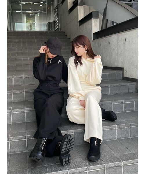 EATME（イートミー）の「EMロゴショートフーディ（セットアップ可能）（パーカー・レディース・ブラック/アイボリー/グリーン・FREE）」の14枚目の写真