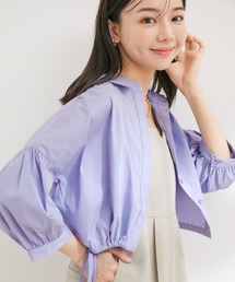 VIS | 【洗える】ドロストクロップド丈ハーフスリーブシャツ(シャツ/ブラウス)