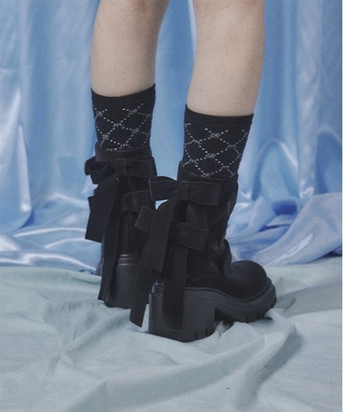 Rochas リボンベルベット　ブーツ　新品未使用 セール】FBリボンブーツ（ブーツ）｜FickleBebe（フィクルベベ