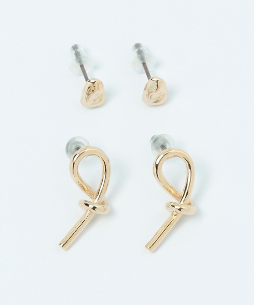 studio CLIP（スタディオクリップ）の「【daily CLIP】ねじれメタル2SETピアス（ピアス（両耳用）・レディース・その他1/その他2・FREE）」の2枚目の写真