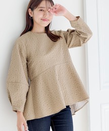 mysty woman | ペプラムジャガードチュニックブラウス 976663(Tシャツ/カットソー)