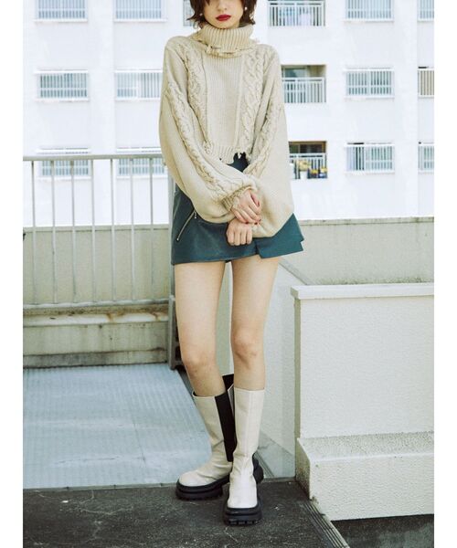 jouetie（ジュエティ）の「ダメージケーブルニット（ニット/セーター・レディース・レッド/アイボリー/ブラック/ブルー・MEDIUM）」の14枚目の写真