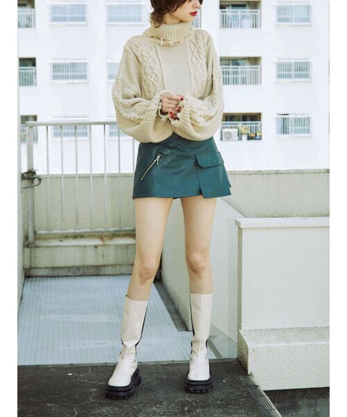 jouetie（ジュエティ）の「ダメージケーブルニット（ニット/セーター・レディース・レッド/アイボリー/ブラック/ブルー・MEDIUM）」の15枚目の写真