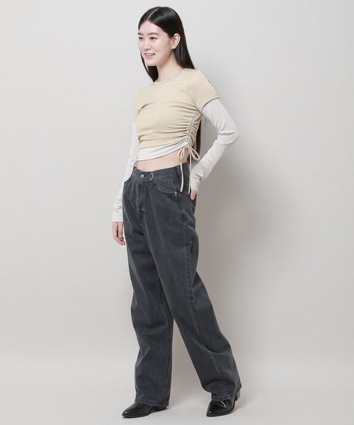 3.3 Field Trip （3.3フィールドトリップ）の「3.3 Field Trip／レイヤードTOP 2978701（Tシャツ/カットソー・レディース・チャコール/ベージュ・FREE）」の15枚目の写真