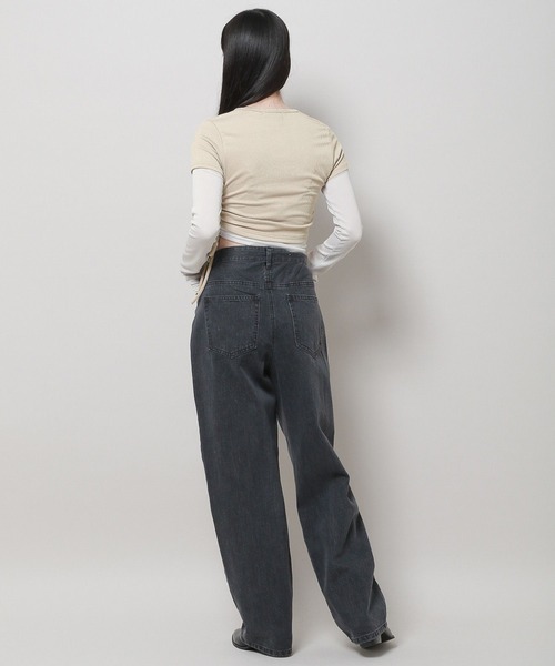 3.3 Field Trip （3.3フィールドトリップ）の「3.3 Field Trip／レイヤードTOP 2978701（Tシャツ/カットソー・レディース・チャコール/ベージュ・FREE）」の16枚目の写真