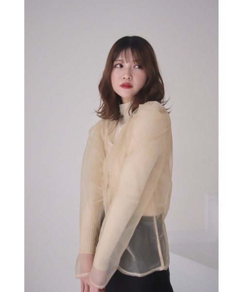 mellowneon（メロウネオン）の「シアーブラウスリブニットセット（ニット/セーター・レディース・アイボリー/ブラック・FREE）」の20枚目の写真