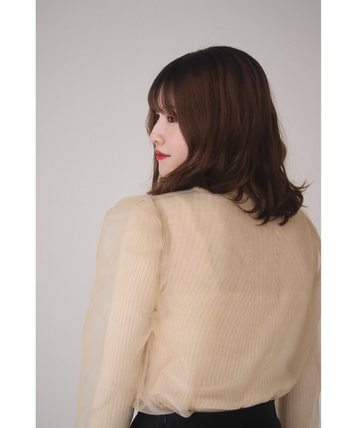 mellowneon（メロウネオン）の「シアーブラウスリブニットセット（ニット/セーター・レディース・アイボリー/ブラック・FREE）」の19枚目の写真