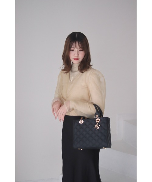 mellowneon（メロウネオン）の「シアーブラウスリブニットセット（ニット/セーター・レディース・アイボリー/ブラック・FREE）」の16枚目の写真