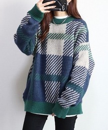 ニット セーター 「ZOZO限定」チェック柄シャギーニット レディース ZOZO限定】チェック柄シャギーニット（ニット/セーター