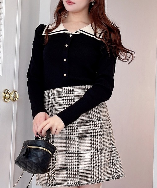 MIIA（ミーア）の「衿付パワショルニット（ニット/セーター・レディース・ブラック/ピンク/オフホワイト・FREE）」の2枚目の写真