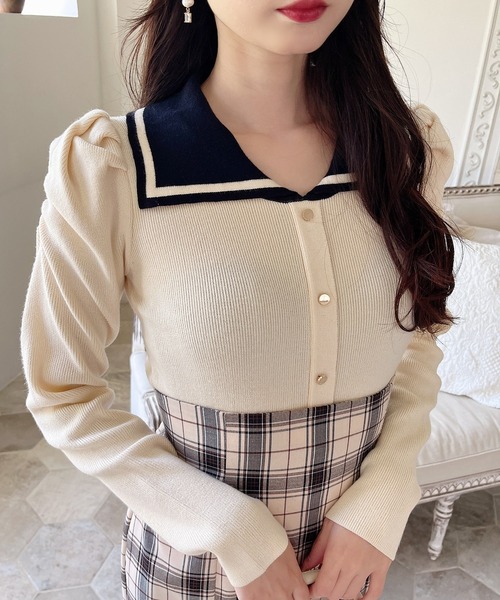 MIIA（ミーア）の「衿付パワショルニット（ニット/セーター・レディース・ブラック/ピンク/オフホワイト・FREE）」の16枚目の写真