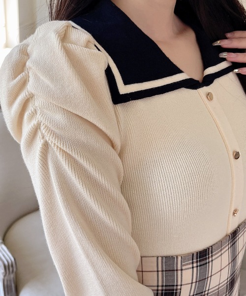 MIIA（ミーア）の「衿付パワショルニット（ニット/セーター・レディース・ブラック/ピンク/オフホワイト・FREE）」の17枚目の写真