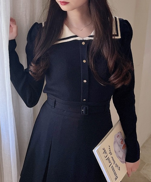 MIIA（ミーア）の「衿付パワショルニット（ニット/セーター・レディース・ブラック/ピンク/オフホワイト・FREE）」の21枚目の写真