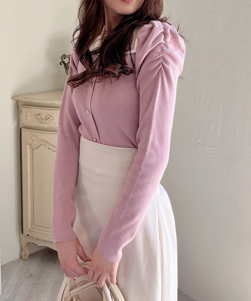 MIIA（ミーア）の「衿付パワショルニット（ニット/セーター・レディース・ブラック/ピンク/オフホワイト・FREE）」の7枚目の写真