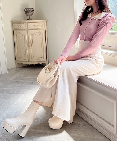 MIIA（ミーア）の「衿付パワショルニット（ニット/セーター・レディース・ブラック/ピンク/オフホワイト・FREE）」の9枚目の写真