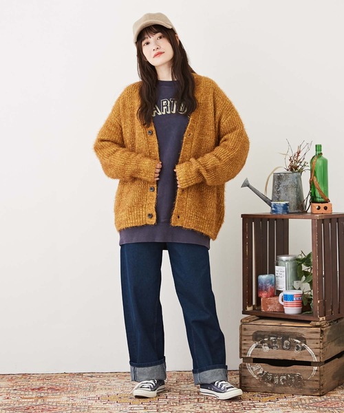 CUBE SUGAR（キューブシュガー）の「シャギーニットVネックカーディガン（カーディガン/ボレロ・レディース・レッド/チャコールグレー/パープル/イエロー・M）」の8枚目の写真