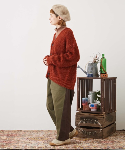 CUBE SUGAR（キューブシュガー）の「シャギーニットVネックカーディガン（カーディガン/ボレロ・レディース・レッド/チャコールグレー/パープル/イエロー・M）」の13枚目の写真