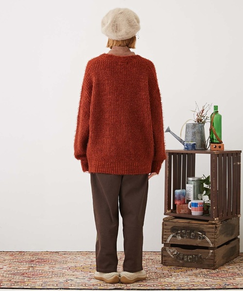 CUBE SUGAR（キューブシュガー）の「シャギーニットVネックカーディガン（カーディガン/ボレロ・レディース・レッド/チャコールグレー/パープル/イエロー・M）」の14枚目の写真