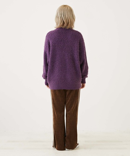 CUBE SUGAR（キューブシュガー）の「シャギーニットVネックカーディガン（カーディガン/ボレロ・レディース・レッド/チャコールグレー/パープル/イエロー・M）」の18枚目の写真