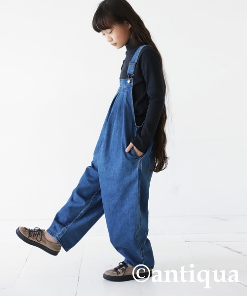 antiqua（アンティカ）の「デニムバルーンサロペット（サロペット/オーバーオール・キッズ・インディゴブルー/ノンウォッシュ・130/140/150/160）」の6枚目の写真