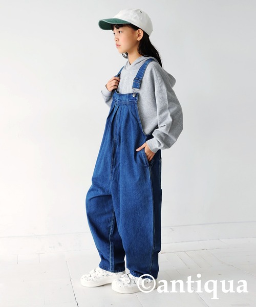 antiqua（アンティカ）の「デニムバルーンサロペット（サロペット/オーバーオール・キッズ・インディゴブルー/ノンウォッシュ・130/140/150/160）」の3枚目の写真